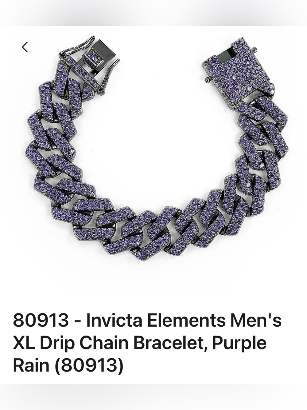 Invicta Elements NWT Men's XL Drip Cuban Link Bracelet Purple Rain 80913 Pouch